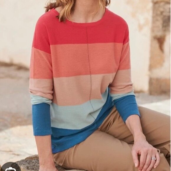 Woolovers Multi | Color Block Linen Cotton Sweater - Picture 1 of 6